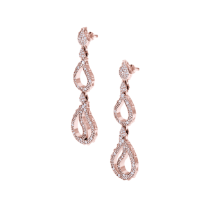 High Pave Royal Trio Dangles in 18K Rose Gold