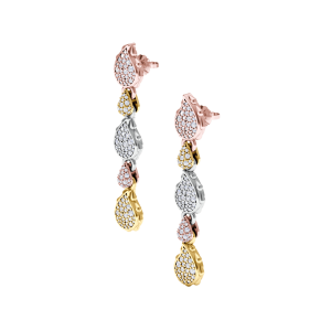 High Pave Classic Dangles in 18K Tricolor