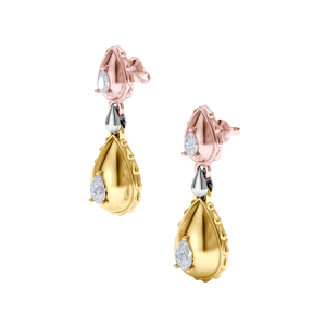 Rain Grand Duo Drop Earrings in 18K Tricolor Gold